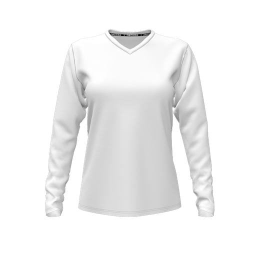 [FTLVCFWH-FYXS-LOGO2] Decker Comfort T-Shirt (Female Youth XS, White, V Neck, Logo 2, Long Sleeve)