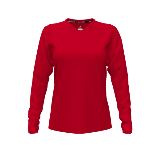 [FTLVCFRD-FYXS-LOGO2] Comfort T-Shirt (Female Youth XS, Red, V Neck, Logo 2, Long Sleeve)