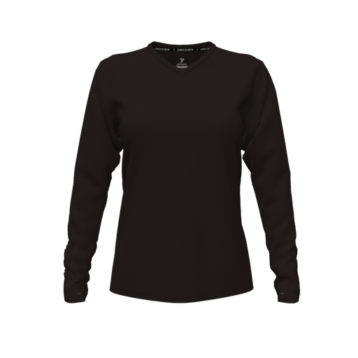 [CUS-DFW-TEES-PER-VNK-LSL-BLK-FYXS-LOGO1] Performance T-Shirt (Female Youth XS, Black, V Neck, Logo 1, Long Sleeve)