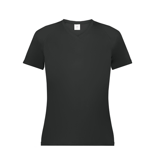 [2792.080.XS-LOGO1] Ladies Smooth Sport V-Neck T-Shirt (Female Adult XS, Black, Logo 1)