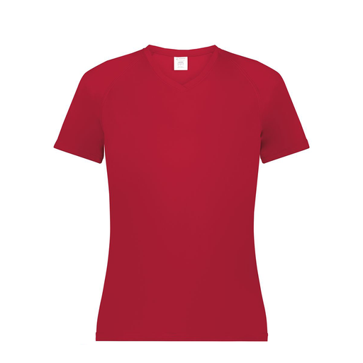 [2792.083.XS-LOGO2] Ladies Smooth Sport V-Neck T-Shirt (Female Adult XS, Red, Logo 2)