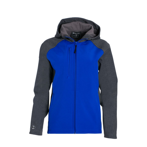 [229357.H02.XS-LOGO2] Soft Shell Full Zip Jacket - Womens (Female Adult XS, Royal, Logo 2)