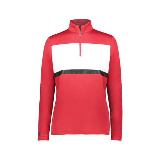 [222791.408.XS-LOGO1] Ladies Bold 1/4 Zip Pullover (Female Adult XS, Red, Logo 1)