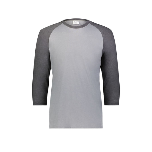 [6879.30V.S-LOGO3] Men's Vintage 3/4 Sleeve T-Shirt (Adult S, Gray, Logo 3)